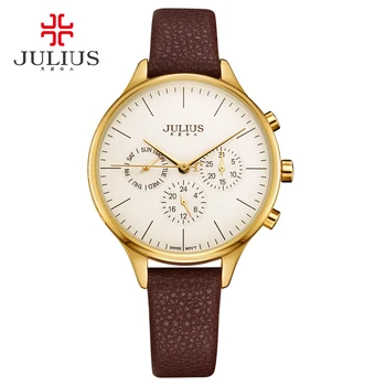 

Women Watches 2018 Luxury Brand JULIUS Reloj Mujer Bayan Kol Saati Dress Leather Relogio Feminino Stainless Steel Clock Gift