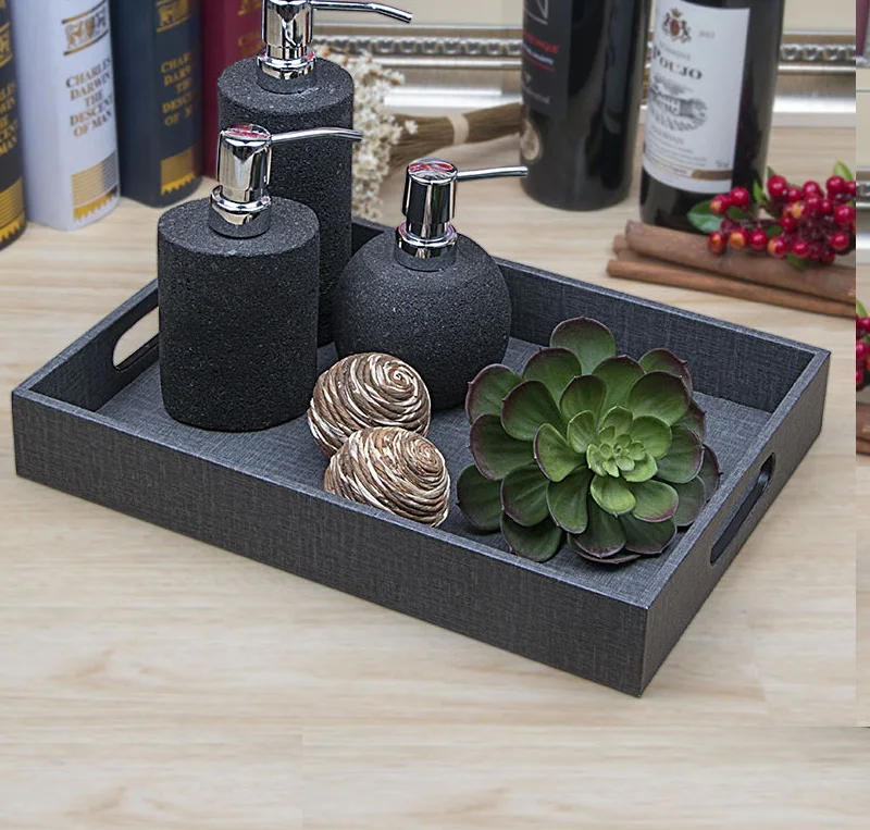 Classic Luxury hotel serving tray home storage tray wood PU leather tray in kitchen bandeja de postre household organizer 295
Classic Luxury hotel serving tray home storage tray wood PU leather tray in kitchen bandeja de postre household organizer 295