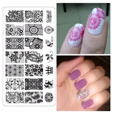Conception de dentelle ongles estampage plaques ongles Art timbre en acier inoxydable modèles pour Gel vernis(China)