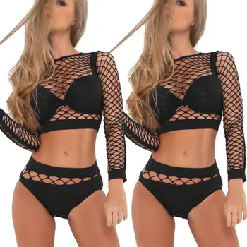 2018 Sexy Women Mesh Fish Net Crop Tops 2pcs/Set Summer See Through Long Sleeve Crop Top + Elastic High Waist Shorts Sunsuits
2018 Sexy Women Mesh Fish Net Crop Tops 2pcs/Set Summer See Through Long Sleeve Crop Top + Elastic High Waist Shorts Sunsuits