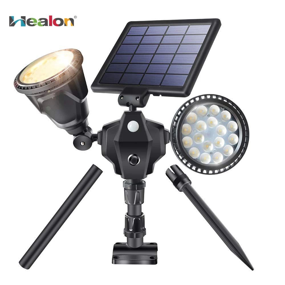 Фото Outdoor Solar Spot lights Newest 36 LED Double Head Security Light for Garden Patio Porch Deck Yard Garage Driveway Outside Wall | Лампы и