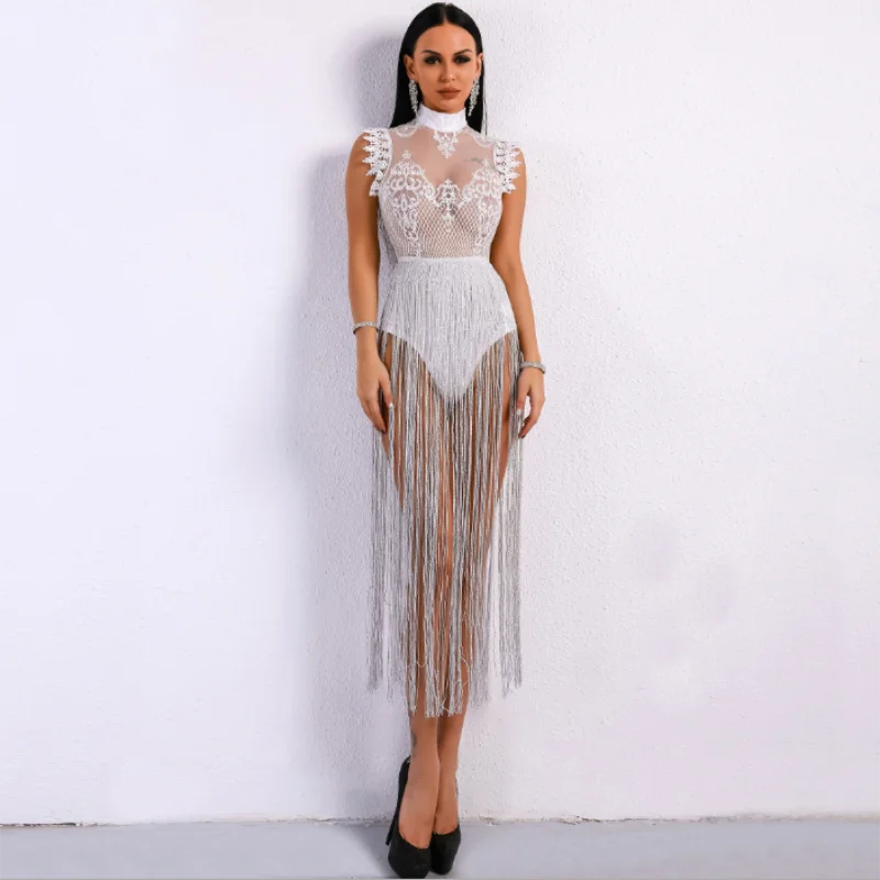 2019 Europe and the United States spring and summer new fashion temperament party tassel high collar sleeveless lace perspectiv
2019 Europe and the United States spring and summer new fashion temperament party tassel high collar sleeveless lace perspectiv