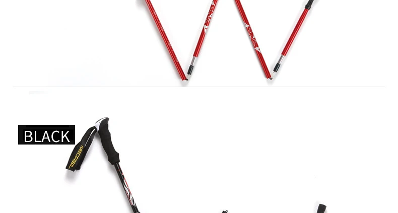 Aluminum alloy five section telescopic folding ultra short ultra light lock mountaineering staff Walking Stick Alpenstock Aluminum alloy five section telescopic folding ultra short ultra light lock mountaineering staff Walking Stick Alpenstock