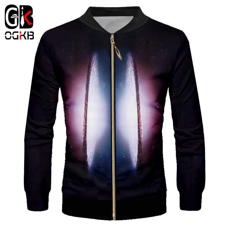 OGKB мужские повседневные куртки Новая мода прин космическая планета 3d куртка