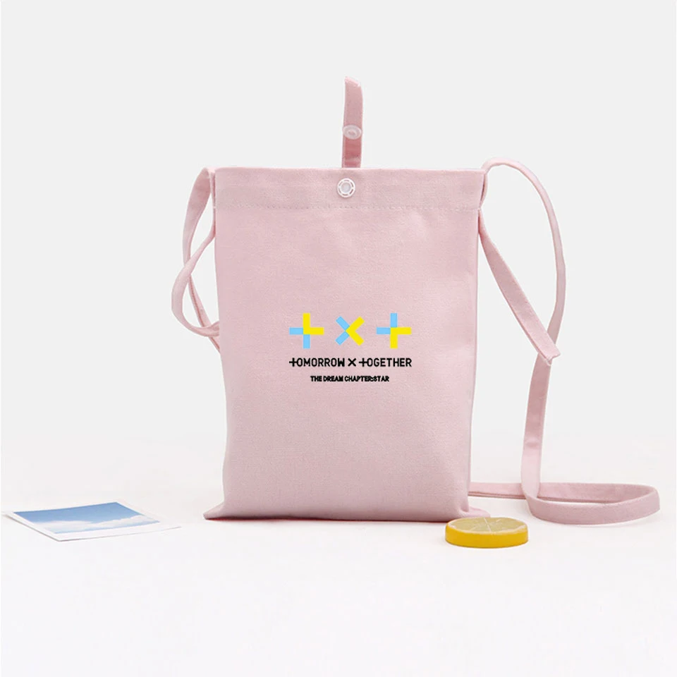 TXT Small Bag 2019 Canvas Bag Kawaii Pink Cool Fans Acessorios Soft Shoulder Small Korean Phone bag Shoulder Summer
TXT Small Bag 2019 Canvas Bag Kawaii Pink Cool Fans Acessorios Soft Shoulder Small Korean Phone bag Shoulder Summer