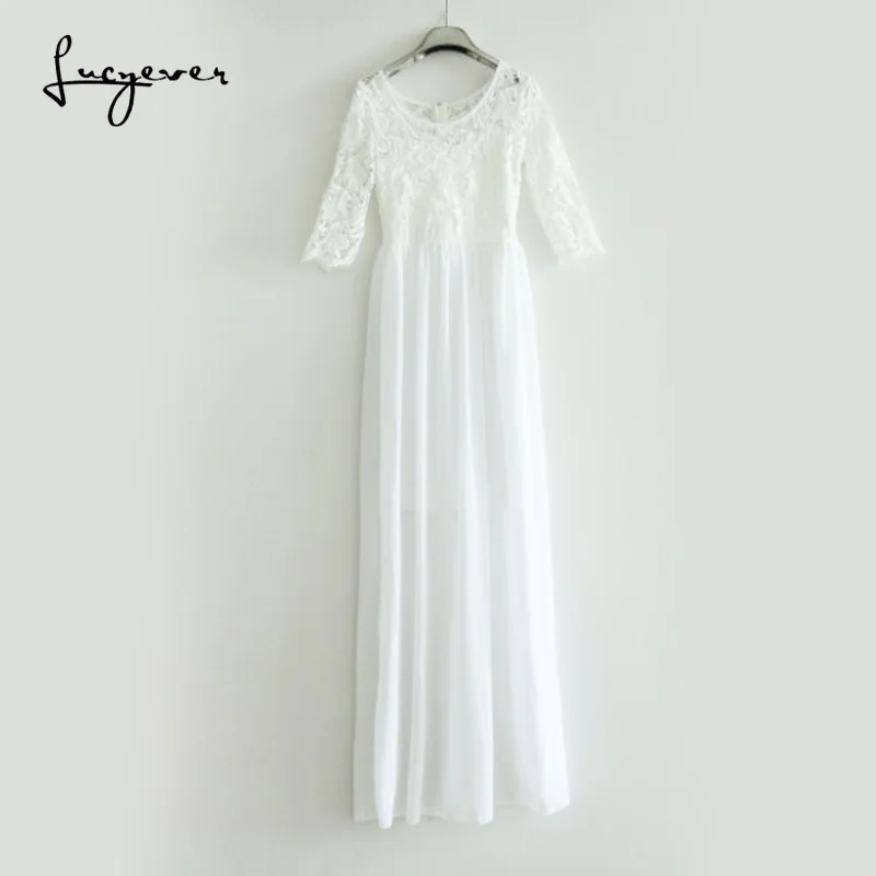 Lucyever Spring women long dress solid sexy lace hollow out o-neck floor-length elegant Wedding evening party vestidos chiffon
Lucyever Spring women long dress solid sexy lace hollow out o-neck floor-length elegant Wedding evening party vestidos chiffon