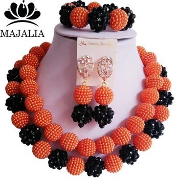 Majalia Fashion Nigeria Wedding African Jewelry Set Orange and Black Crystal Plastic Pearl Necklace Bride Jewelry Sets 2CY037
Majalia Fashion Nigeria Wedding African Jewelry Set Orange and Black Crystal Plastic Pearl Necklace Bride Jewelry Sets 2CY037