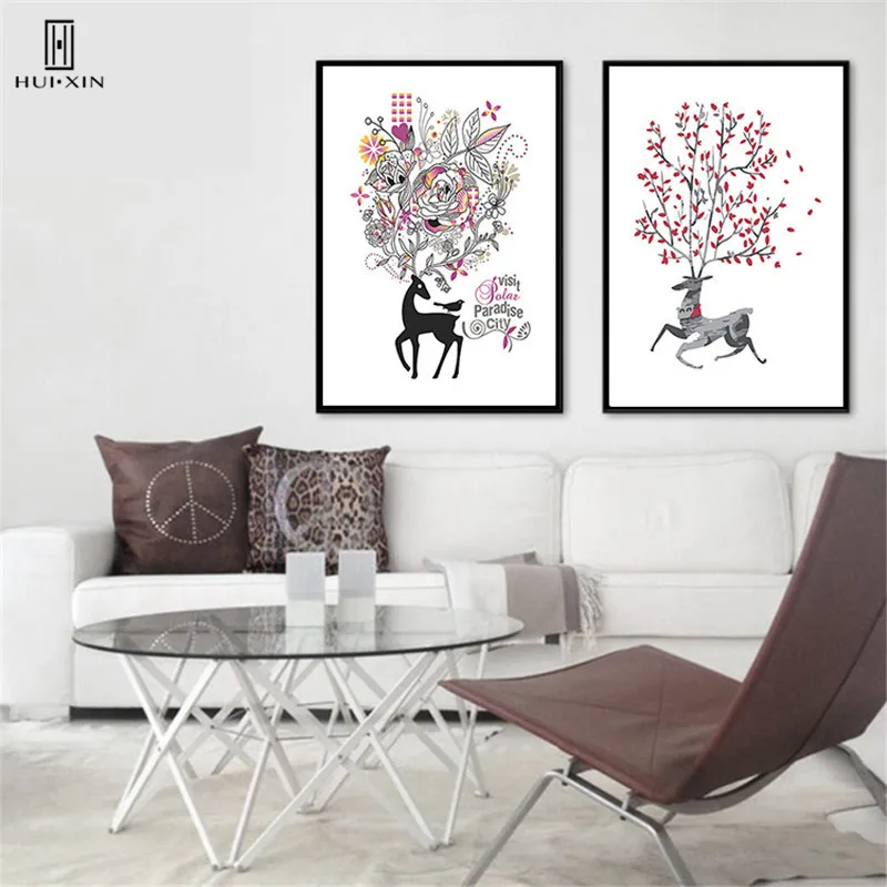Nordic Modern Fairytale Images Two Deer Beautiful Horns Charming Colorful Tree Decorative Canvas Image Wall Art For Home Decor
Nordic Modern Fairytale Images Two Deer Beautiful Horns Charming Colorful Tree Decorative Canvas Image Wall Art For Home Decor