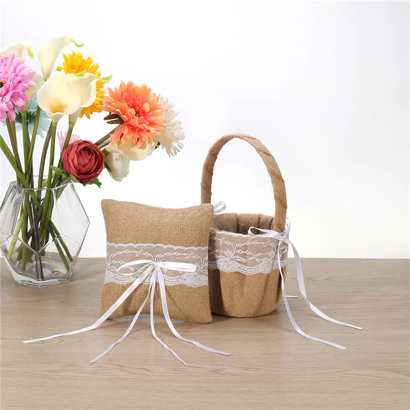 Generic Burlap Jute And Lace Flower Basket Ring Bearer Pillow Cushion Rustic Country Wedding Party Decoration Accessories
Generic Burlap Jute And Lace Flower Basket Ring Bearer Pillow Cushion Rustic Country Wedding Party Decoration Accessories