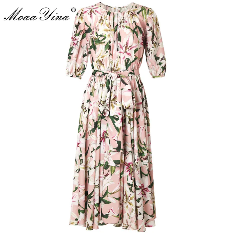MoaaYina модное дизайнерское подиумное платье весна-лето женское лилия цветочный