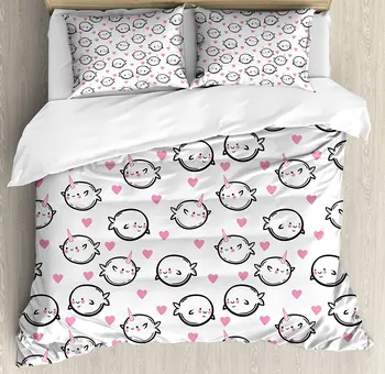 Narwhal Duvet Cover Set Heart Background Doodle Style Whales Sweet Ocean Mammals Childrens Cartoon Decor Bedding Set White 
Narwhal Duvet Cover Set Heart Background Doodle Style Whales Sweet Ocean Mammals Childrens Cartoon Decor Bedding Set White