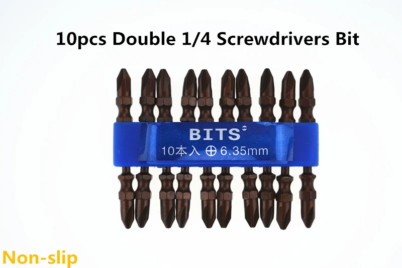 1/4" S2 Double-Bit Set 10pcs Magnetic Electric Screwdriver Bits PH2 Length 65mm Power Tools
1/4" S2 Double-Bit Set 10pcs Magnetic Electric Screwdriver Bits PH2 Length 65mm Power Tools