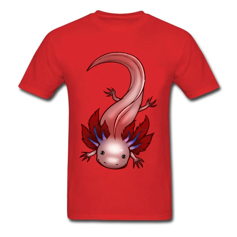 Blue Gilled Leucistic Axolotl Company Student Top T-shirts Round Collar Short Sleeve 100% Cotton Tops T Shirt Europe T Shirts Blue Gilled Leucistic Axolotl red