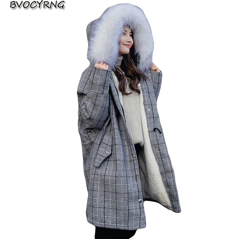 2018 Winter New Lamb Thick Cotton Clothing Coat Female Long Loose Warm Woolen Jacket Women Fashion Plaid Woolen Parka A0964
2018 Winter New Lamb Thick Cotton Clothing Coat Female Long Loose Warm Woolen Jacket Women Fashion Plaid Woolen Parka A0964