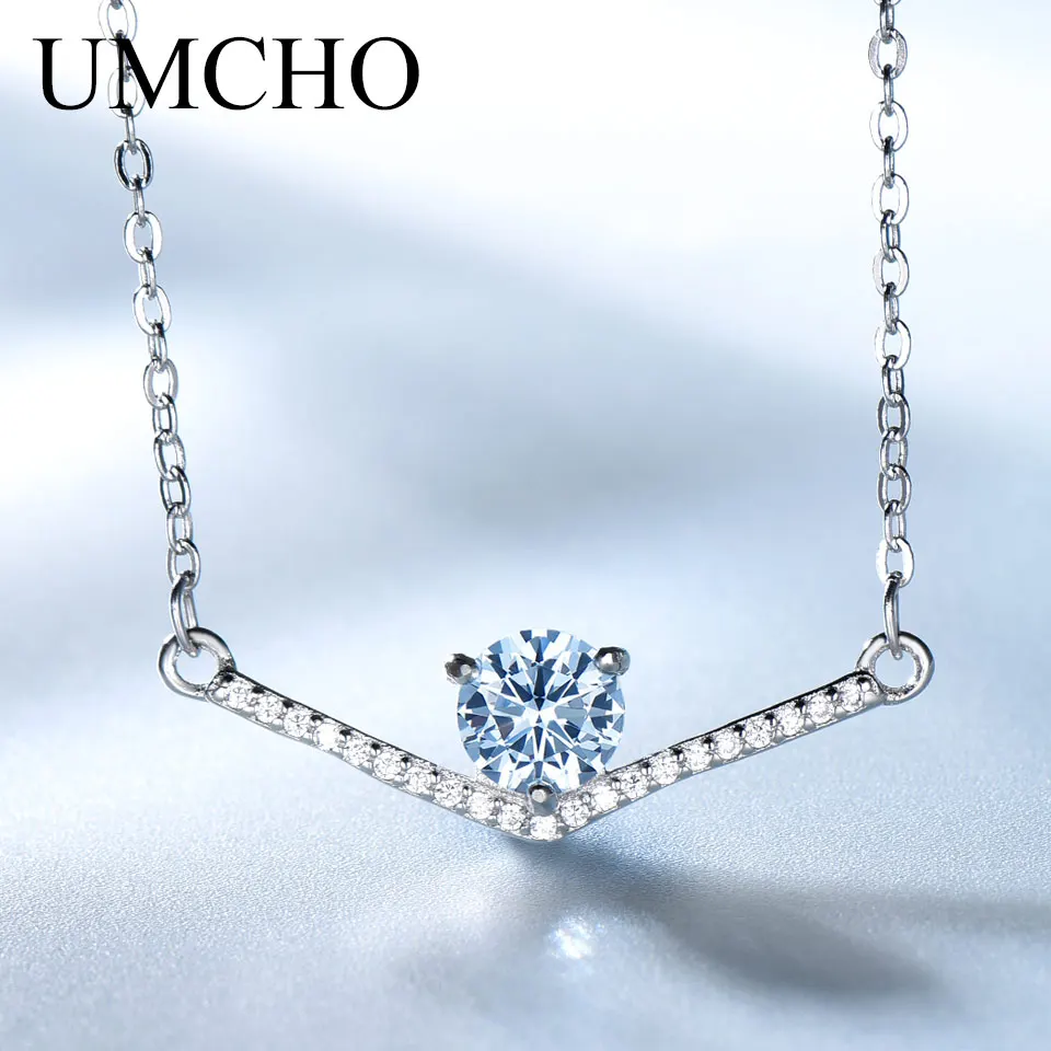 UMCHO Real 925 Sterling Silver Necklace Created Nano Sky Blue Topaz Chain Necklaces For Women Romantic Wedding Gift Fine Jewelry
UMCHO Real 925 Sterling Silver Necklace Created Nano Sky Blue Topaz Chain Necklaces For Women Romantic Wedding Gift Fine Jewelry