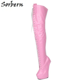 Sorbern Fashion 20cm High Heel Boots Pink Sexy Strange Style Sole Heelless 5cm Platform Cross-tied Fetish Sexy Crotch High Boots
Sorbern Fashion 20cm High Heel Boots Pink Sexy Strange Style Sole Heelless 5cm Platform Cross-tied Fetish Sexy Crotch High Boots