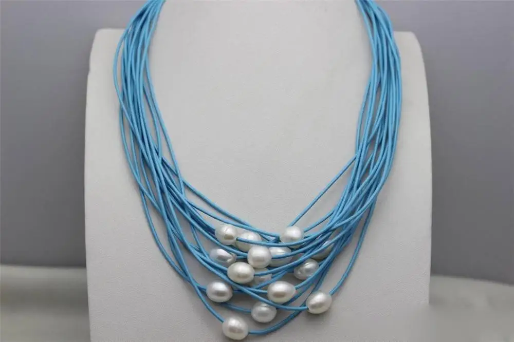 FREE SHIPPING>>@> white10x12mm freshwater pearls 15strands Turquoise Blue leather cord necklace hot
FREE SHIPPING>>@> white10x12mm freshwater pearls 15strands Turquoise Blue leather cord necklace hot