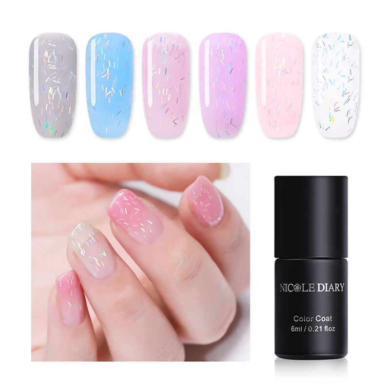 NICOLE DIARY 6ml Translucent Lace Nail Gel 6 Colors Holo Stripe Laser Glitter Soak Off UV Gel Polish
NICOLE DIARY 6ml Translucent Lace Nail Gel 6 Colors Holo Stripe Laser Glitter Soak Off UV Gel Polish