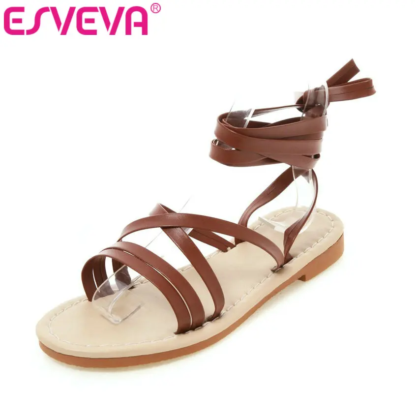 ESVEVA 2019 Ladies Sandal Low Heel Round Toe Ladies Slingback Lace Up Elegant Platform White Women Shoes Summer Size 34-43
ESVEVA 2019 Ladies Sandal Low Heel Round Toe Ladies Slingback Lace Up Elegant Platform White Women Shoes Summer Size 34-43