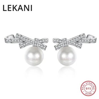 LEKANI Cute Bowknot Stud Earrings Crystals From Swarovski Pearls Piercing Real S925 Silver Fine Jewelry For Women Lovers Gifts 
LEKANI Cute Bowknot Stud Earrings Crystals From Swarovski Pearls Piercing Real S925 Silver Fine Jewelry For Women Lovers Gifts