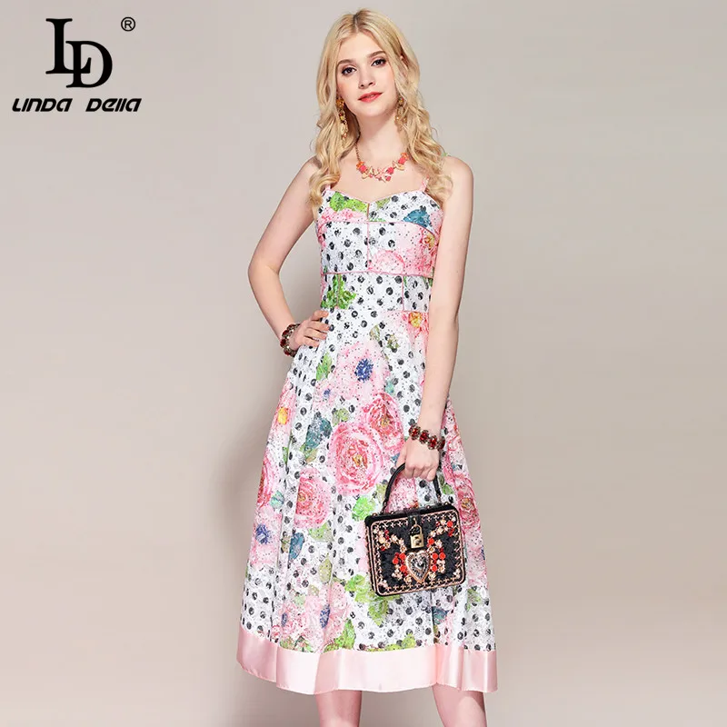 LD LINDA DELLA Fashion Runway Summer Dress Women's Spaghetti Strap Floral Print Hollow out Lace Dress Midi Elegant Party Dresses
LD LINDA DELLA Fashion Runway Summer Dress Women's Spaghetti Strap Floral Print Hollow out Lace Dress Midi Elegant Party Dresses