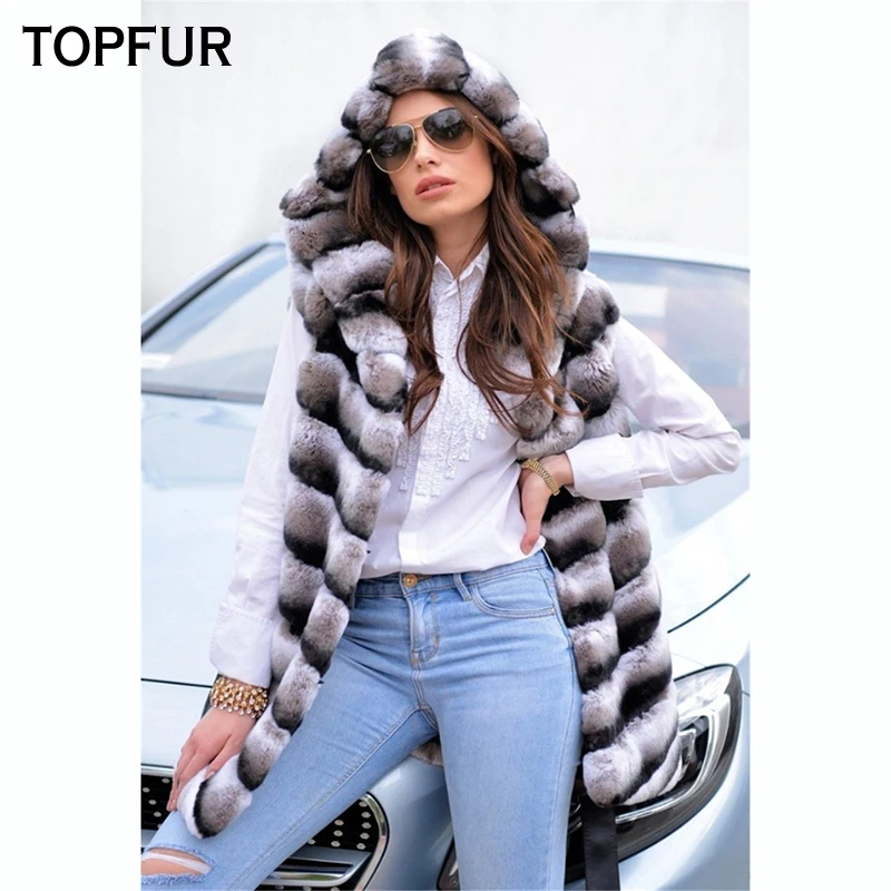 TOPFUR Fashion Winter Real Fur Vest With Fur Hood Luxury New Natural Rex Rabbit Fur Female Vest 75 CM Length Fur Waistcoat
TOPFUR Fashion Winter Real Fur Vest With Fur Hood Luxury New Natural Rex Rabbit Fur Female Vest 75 CM Length Fur Waistcoat