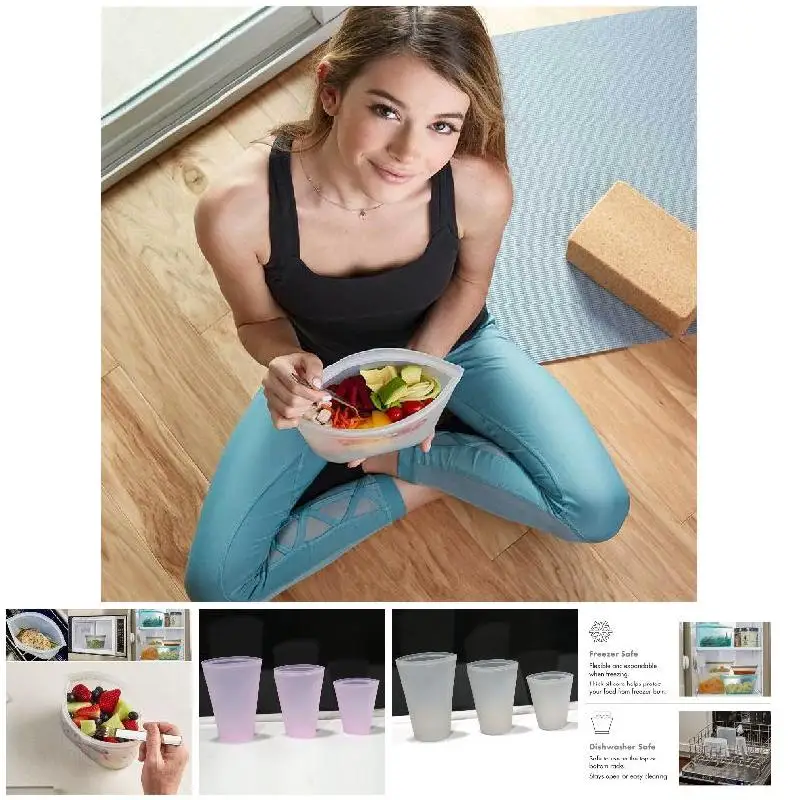 Newly 3 Pcs Reusable Silicone Food Storage Bags Zip Lock Top Leakproof Containers Stand Up Zip Shut Bag XSD88
Newly 3 Pcs Reusable Silicone Food Storage Bags Zip Lock Top Leakproof Containers Stand Up Zip Shut Bag XSD88