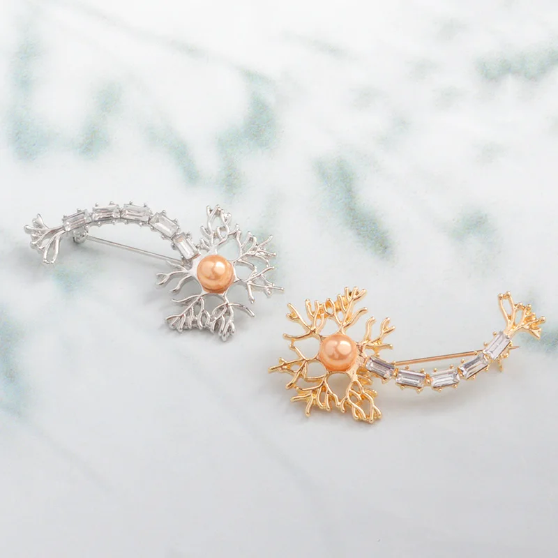 Neuron Pin With Gold Pearl and Crystals Brain Neure Cell Badge Brooch Chemistry Jewelry Gift for Doctor Nurse Friends
Neuron Pin With Gold Pearl and Crystals Brain Neure Cell Badge Brooch Chemistry Jewelry Gift for Doctor Nurse Friends
