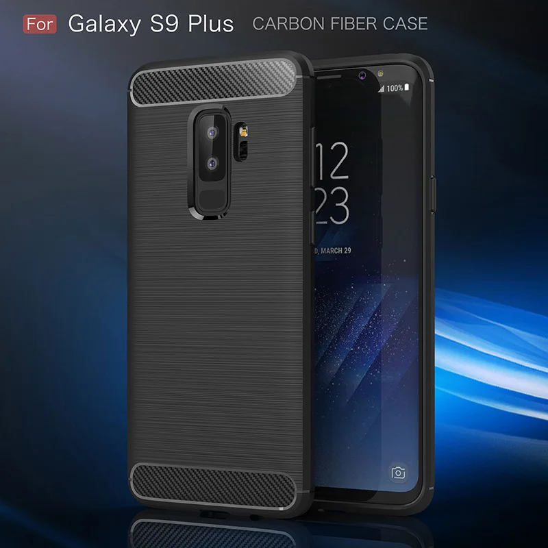 Матовый чехол из углеродного волокна и ТПУ для телефона Samsung Galaxy S6 S7 Edge S8 S9 Plus Note 8 9