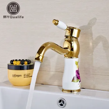 Deck Mounted Single Lever Creative Bathroom Sink Mixer Faucet Golden with Flower Pattern Washing Basin Faucet
Deck Mounted Single Lever Creative Bathroom Sink Mixer Faucet Golden with Flower Pattern Washing Basin Faucet