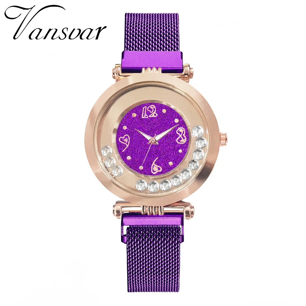 Vansvar Purple Watch High Quality Magnet Diamond Quartz Watch Sport Fashion watch Stainless Steel Band Female Clock montre femme
Vansvar Purple Watch High Quality Magnet Diamond Quartz Watch Sport Fashion watch Stainless Steel Band Female Clock montre femme