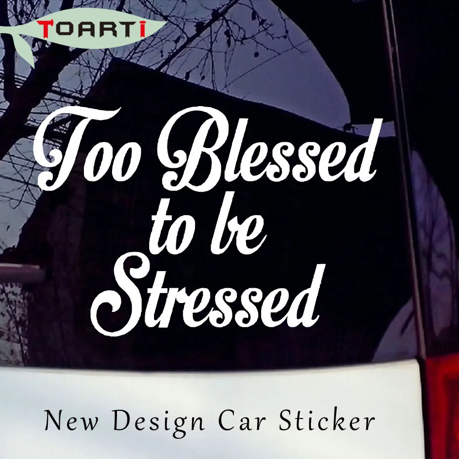 Image Too Blessed To Be Stressed Vinyl Decal Car Styling Motorcycle Window Wall Bumper Quote Jesus Love Character Design Decoration