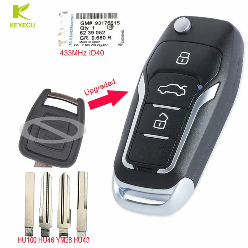 KEYECU 2 Button Upgraded Flip Remote Car Key Fob 433MHz ID40 for Opel Astra G 1998-2004 / Zafira B 1999-2004 without alarm
KEYECU 2 Button Upgraded Flip Remote Car Key Fob 433MHz ID40 for Opel Astra G 1998-2004 / Zafira B 1999-2004 without alarm