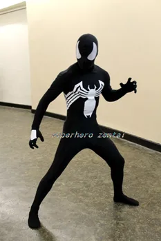 

Black Venom Symbiote Spiderman Costume Mens superhero Suit Halloween Spidey-man Cosplay Fullbody Zentai costumes for Adult/Kids