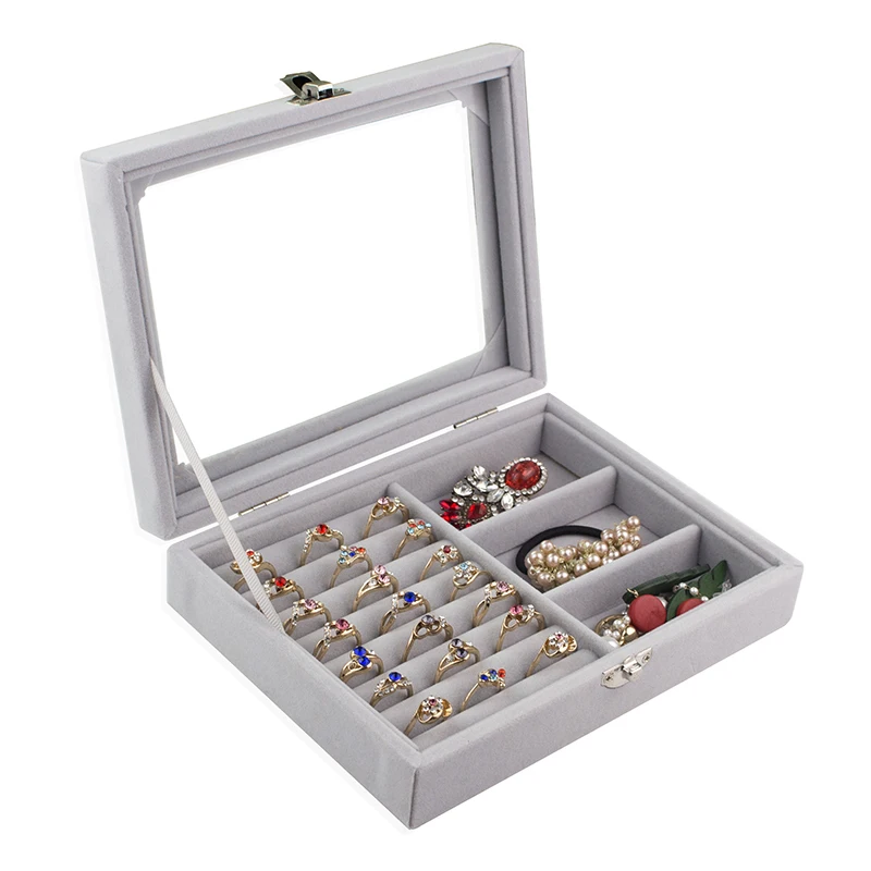 Jewelry Display Box Velvet Gray Carrying Case with Glass Cover Jewelry Ring Display Box Tray Holder Storage Box Organizer
Jewelry Display Box Velvet Gray Carrying Case with Glass Cover Jewelry Ring Display Box Tray Holder Storage Box Organizer