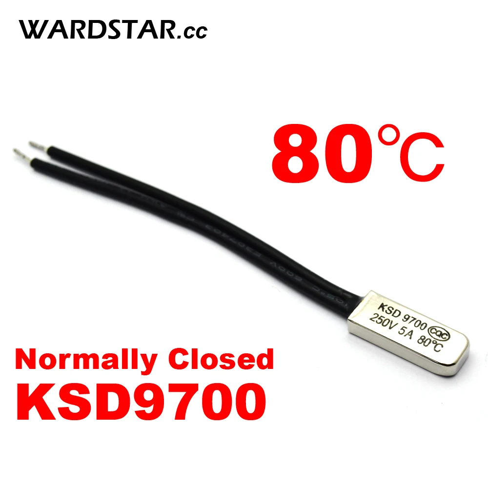 5pcs/lot KSD9700 5A250V 80 Degree Celsius (N.C.) Normally Closed Temperature Switch Thermostat Thermal Protector
5pcs/lot KSD9700 5A250V 80 Degree Celsius (N.C.) Normally Closed Temperature Switch Thermostat Thermal Protector