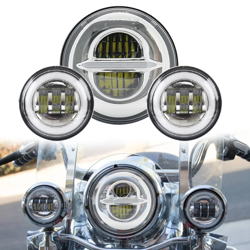 Headlight Motorcycle Parts 7" LED Moto Headlight + 4.5" 4 1/2 inch Passing Lights For Heritage Softail Classic
Headlight Motorcycle Parts 7" LED Moto Headlight + 4.5" 4 1/2 inch Passing Lights For Heritage Softail Classic