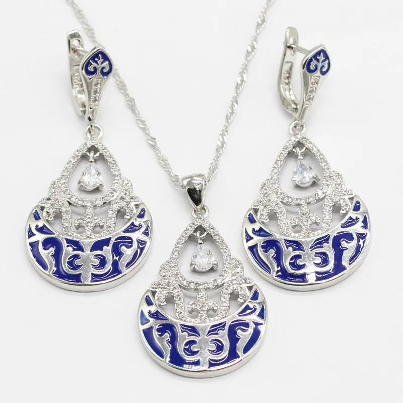 Blue White Semi-precious 925 Sterling Silver Bridal Jewelry Sets For Women Christmas Gift Earrings Necklace Pendant 2018 New
Blue White Semi-precious 925 Sterling Silver Bridal Jewelry Sets For Women Christmas Gift Earrings Necklace Pendant 2018 New