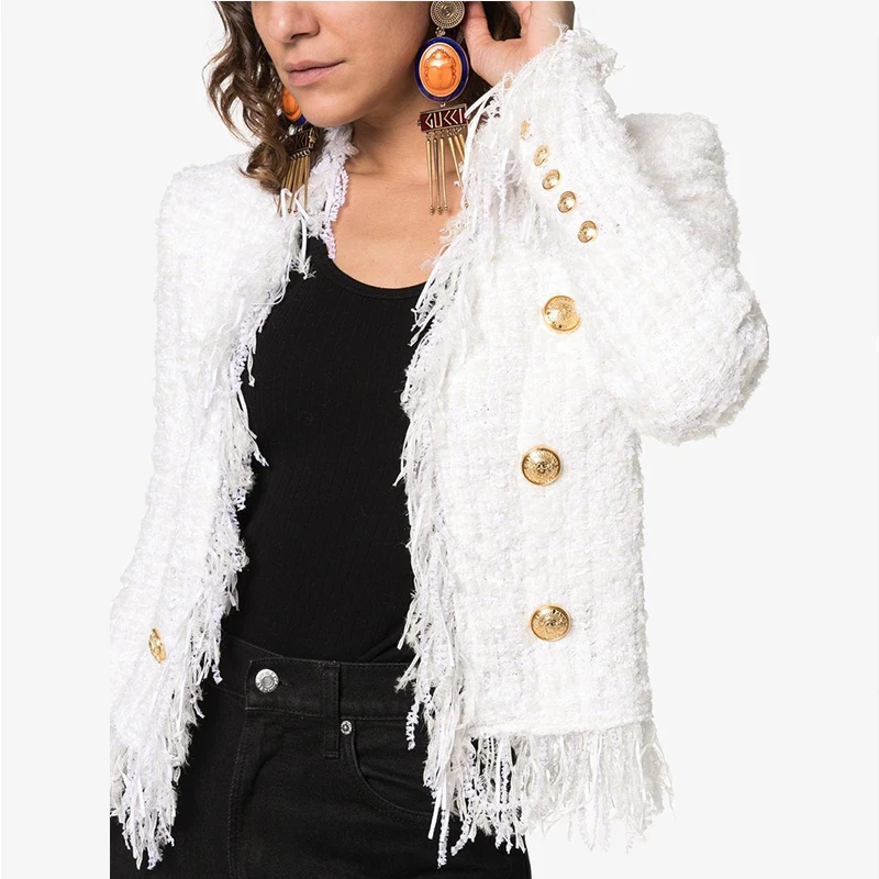 S-XXL high quality 2019 new fashion solid color woolen fabric tassel decorative gold button Slim woman coat
S-XXL high quality 2019 new fashion solid color woolen fabric tassel decorative gold button Slim woman coat