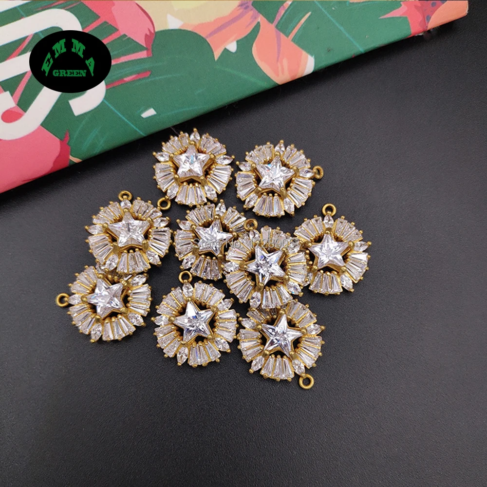 Zircon Charm Pendant Round Star Crystal Copper Earrings Charm DIY Jewelry Making Findings 10 pcs 20 mm
Zircon Charm Pendant Round Star Crystal Copper Earrings Charm DIY Jewelry Making Findings 10 pcs 20 mm