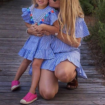 2019 Summer Family Mach Dress Short Sleeve Cotton Family Matching Clothes Stripe Tassel Dress Mom and Daughter Dress
2019 Summer Family Mach Dress Short Sleeve Cotton Family Matching Clothes Stripe Tassel Dress Mom and Daughter Dress