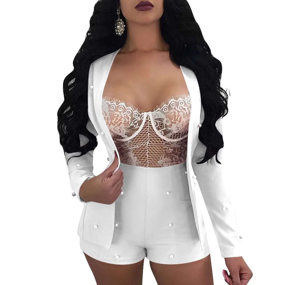 Sexy 2PCS Sets ClubWear Blazer Shorts Pants Suit Set Women Long Sleeve Office Ladies Nails Beads Nightclub Suits YF794
Sexy 2PCS Sets ClubWear Blazer Shorts Pants Suit Set Women Long Sleeve Office Ladies Nails Beads Nightclub Suits YF794