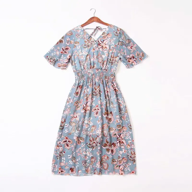 2019 Plus Size Women Dresses Spring Clothing Casual Fashion Loose Bohemia Short Sleeve Dress B2-8089 | Женская одежда