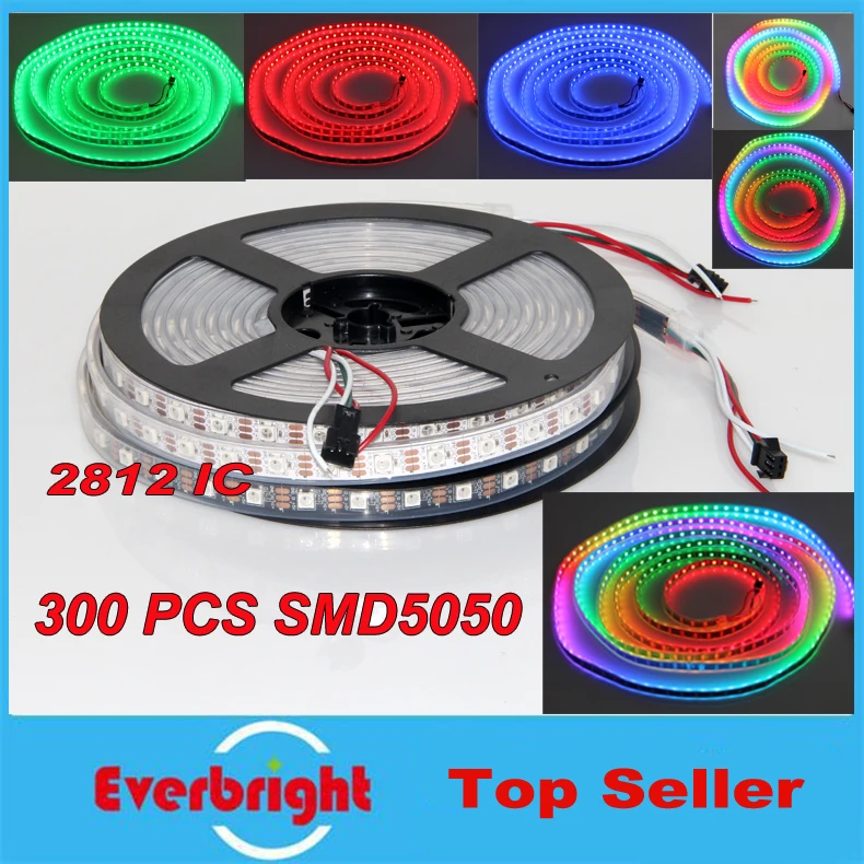 Светодиодная Пиксельная лента WS2812B WS2812 IC 300led s SMD 5050 RGB 5 м 60 пикселей белый/черный
