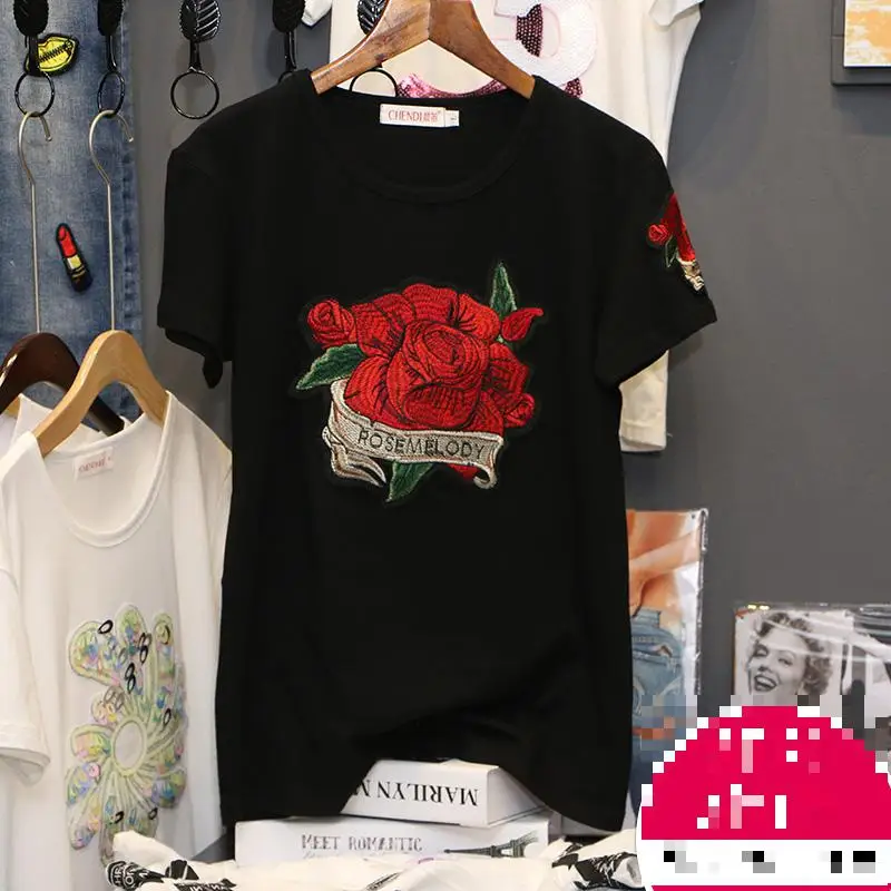 Zuolunouba Casual Tees 100% Cotton Tops Short Sleeve Beautiful Rose Embroidery Harajuku Plus Size Cartoon Women T Shirts
Zuolunouba Casual Tees 100% Cotton Tops Short Sleeve Beautiful Rose Embroidery Harajuku Plus Size Cartoon Women T Shirts