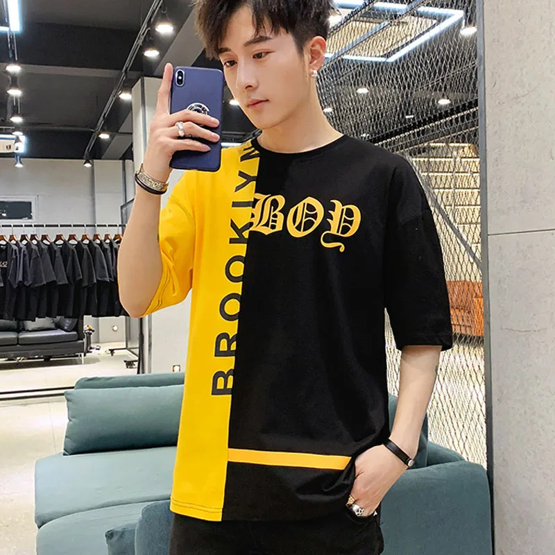 Men T-shirt 2019 new summer hip hop cotton thin patchwork letter student male T-shirt teenage boy tops fashion hot sale T03
Men T-shirt 2019 new summer hip hop cotton thin patchwork letter student male T-shirt teenage boy tops fashion hot sale T03