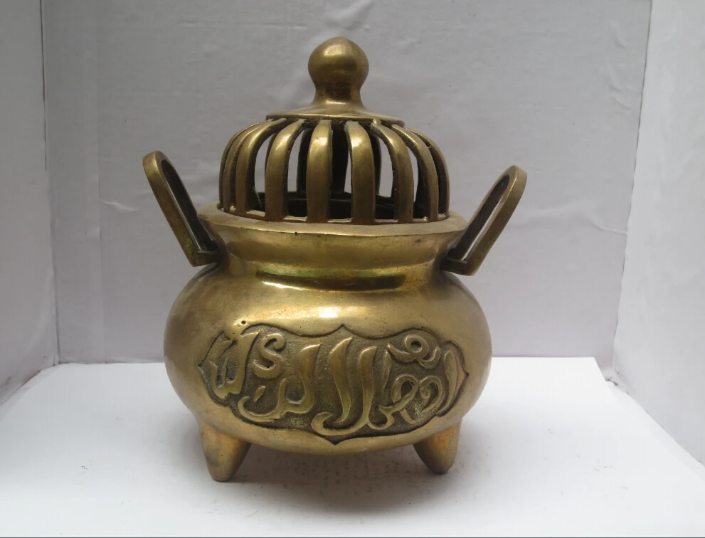 Metal Crafts Chinese home decoration brass carving incense burner,Old Tibetan character incense burner 
Metal Crafts Chinese home decoration brass carving incense burner,Old Tibetan character incense burner