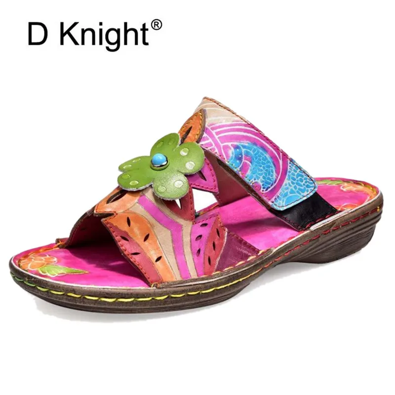 Boho Genuine Leather Shoes Woman Slippers Flower Hook&Loop Adjustable Casual Sandals Rome Comfortable Flat Bottom Slides Women
Boho Genuine Leather Shoes Woman Slippers Flower Hook&Loop Adjustable Casual Sandals Rome Comfortable Flat Bottom Slides Women