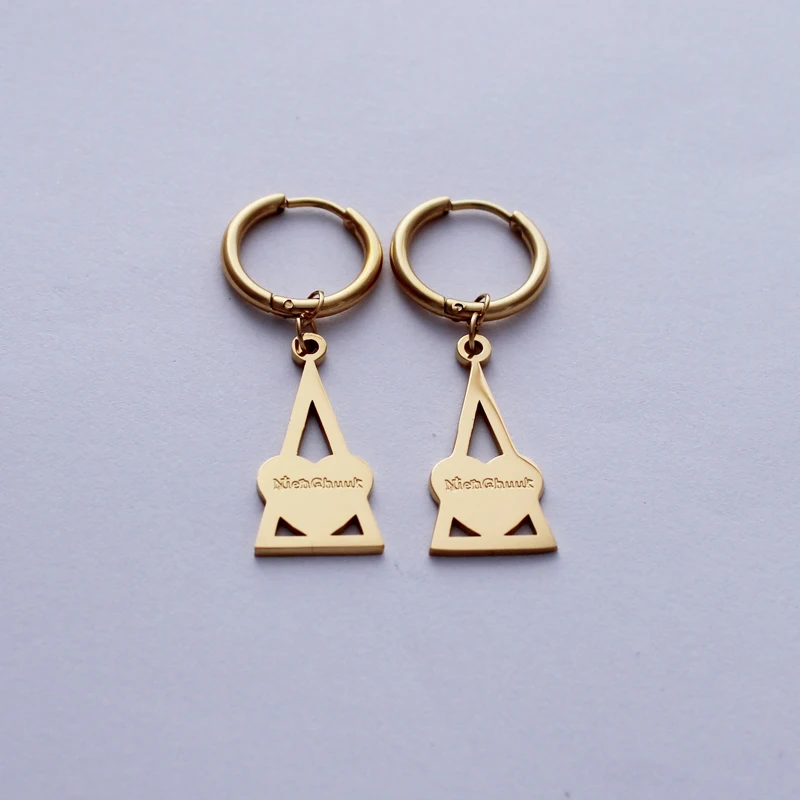 Stainless Steel Trendy 24K Gold-color Names Triangle Shape Hoop Earrings for Women USA
Stainless Steel Trendy 24K Gold-color Names Triangle Shape Hoop Earrings for Women USA
