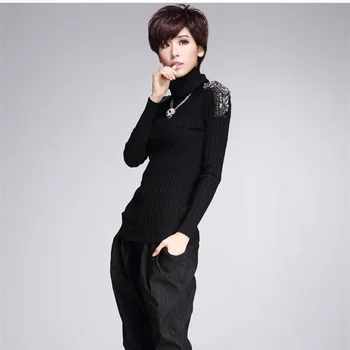 Europe 2018 New Winter Women's Fashion Slim Elastic Beading Epaulettes Turtleneck Sweater Female Autumn Knitted Pullover Sweater
Europe 2018 New Winter Women's Fashion Slim Elastic Beading Epaulettes Turtleneck Sweater Female Autumn Knitted Pullover Sweater